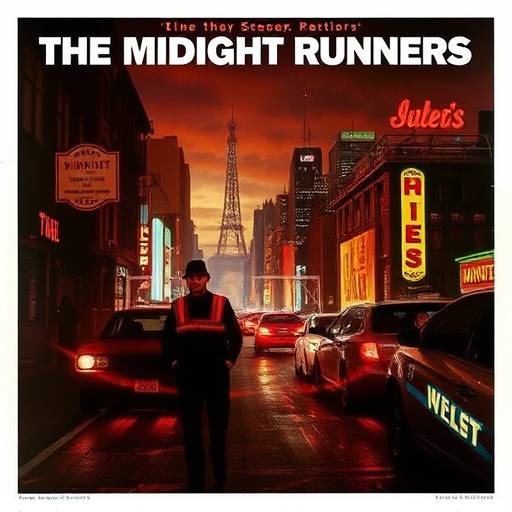 Album cover for 'Echoes of the City' by The Midnight Runners, featuring a neon cityscape.