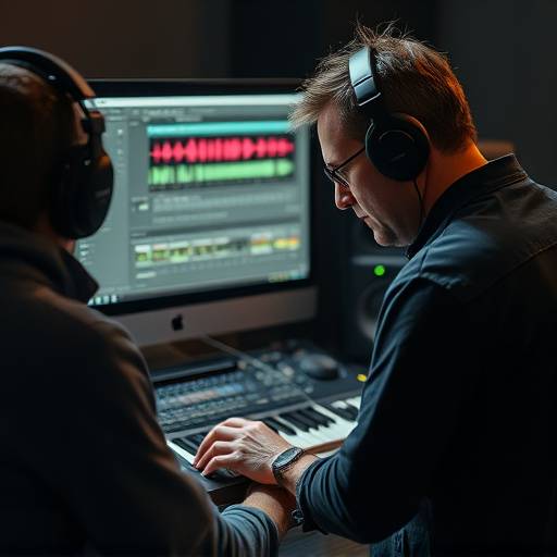 An audio engineer using software to remove noise from an old audio recording.