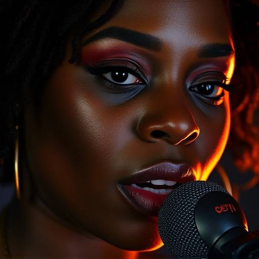 Close-up portrait of Jade Williams, a soul singer with a powerful voice.